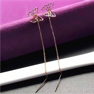 Butterfly Ear Line Long Tassel Earrings Korean Version Temperament Minority